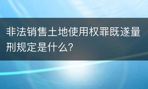非法销售土地使用权罪既遂量刑规定是什么？