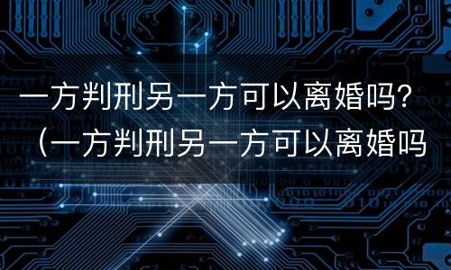 一方判刑另一方可以离婚吗？（一方判刑另一方可以离婚吗知乎）
