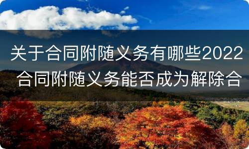 关于合同附随义务有哪些2022 合同附随义务能否成为解除合同的条件