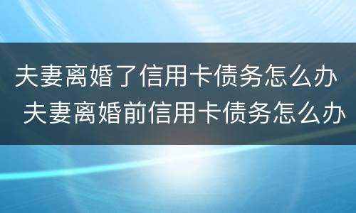 夫妻离婚了信用卡债务怎么办 夫妻离婚前信用卡债务怎么办
