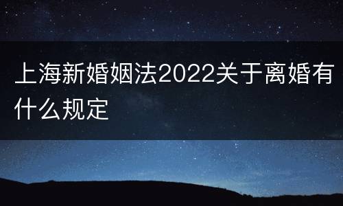 上海新婚姻法2022关于离婚有什么规定
