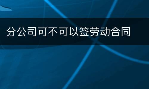 分公司可不可以签劳动合同