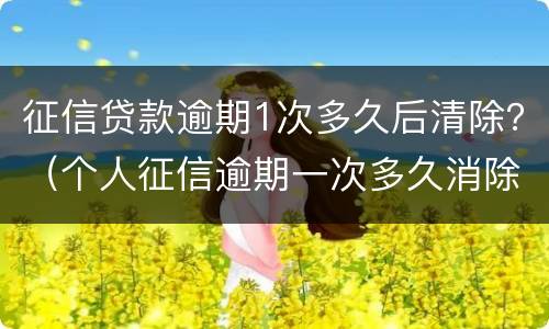 征信贷款逾期1次多久后清除？（个人征信逾期一次多久消除）
