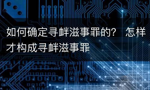 如何确定寻衅滋事罪的？ 怎样才构成寻衅滋事罪
