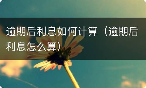 逾期后利息如何计算（逾期后利息怎么算）