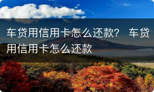 车贷用信用卡怎么还款？ 车贷用信用卡怎么还款