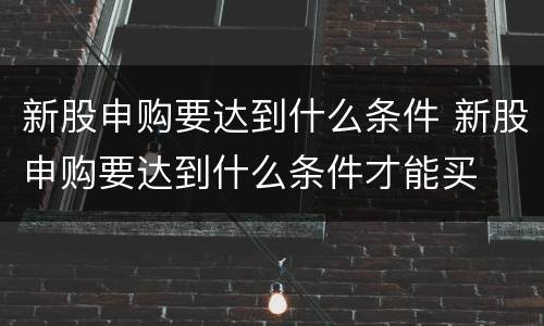 新股申购要达到什么条件 新股申购要达到什么条件才能买