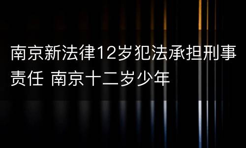 南京新法律12岁犯法承担刑事责任 南京十二岁少年