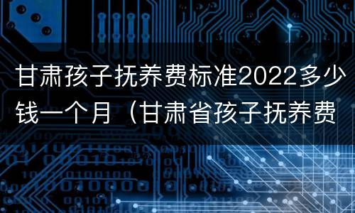 甘肃孩子抚养费标准2022多少钱一个月（甘肃省孩子抚养费标准）