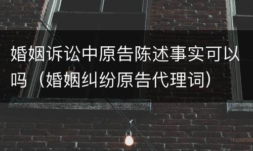 婚姻诉讼中原告陈述事实可以吗（婚姻纠纷原告代理词）
