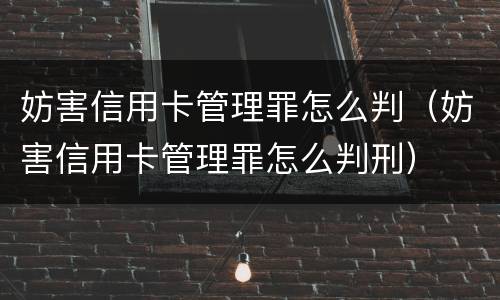 妨害信用卡管理罪怎么判（妨害信用卡管理罪怎么判刑）