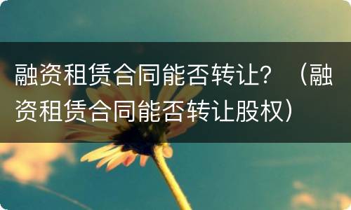 融资租赁合同能否转让？（融资租赁合同能否转让股权）