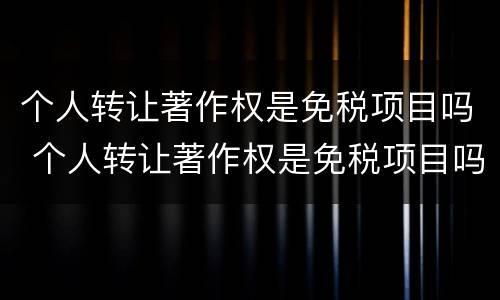 个人转让著作权是免税项目吗 个人转让著作权是免税项目吗还是免税