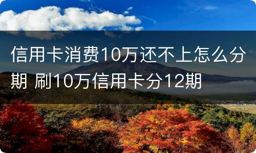 信用卡消费10万还不上怎么分期 刷10万信用卡分12期