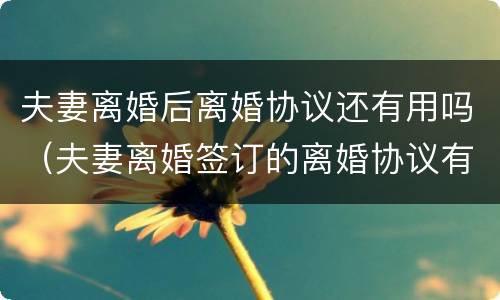 夫妻离婚后离婚协议还有用吗（夫妻离婚签订的离婚协议有效吗）