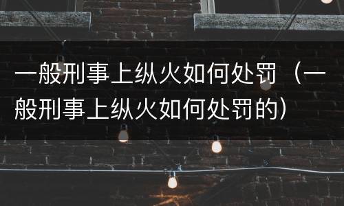 一般刑事上纵火如何处罚（一般刑事上纵火如何处罚的）