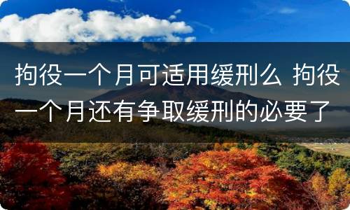 拘役一个月可适用缓刑么 拘役一个月还有争取缓刑的必要了吗