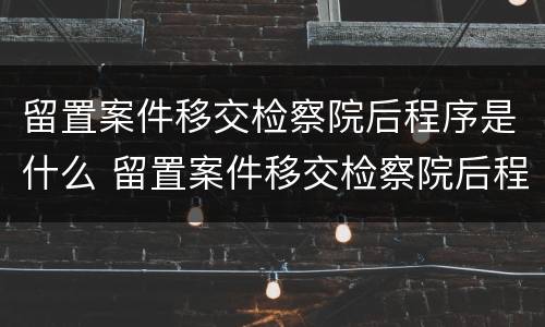 留置案件移交检察院后程序是什么 留置案件移交检察院后程序是什么呢
