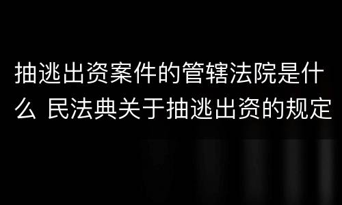 抽逃出资案件的管辖法院是什么 民法典关于抽逃出资的规定