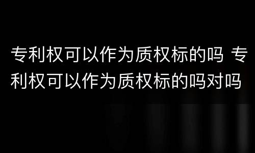 专利权可以作为质权标的吗 专利权可以作为质权标的吗对吗