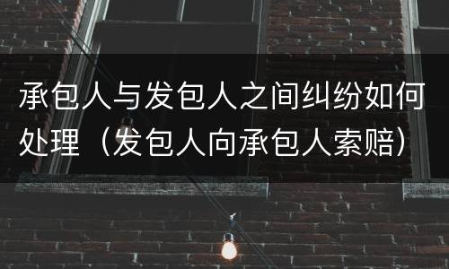 承包人与发包人之间纠纷如何处理（发包人向承包人索赔）