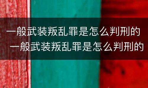 一般武装叛乱罪是怎么判刑的 一般武装叛乱罪是怎么判刑的呢