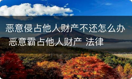 恶意侵占他人财产不还怎么办 恶意霸占他人财产 法律