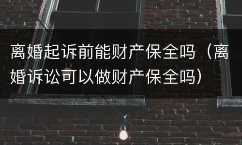 离婚起诉前能财产保全吗（离婚诉讼可以做财产保全吗）