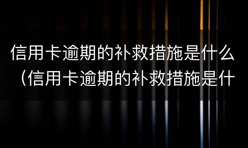 信用卡逾期的补救措施是什么（信用卡逾期的补救措施是什么意思）