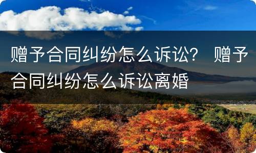 赠予合同纠纷怎么诉讼？ 赠予合同纠纷怎么诉讼离婚