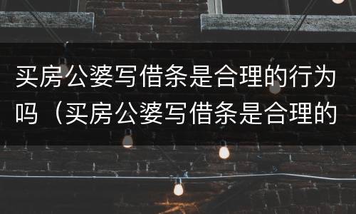 买房公婆写借条是合理的行为吗（买房公婆写借条是合理的行为吗）