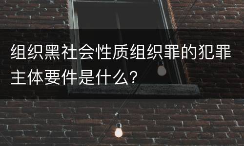 组织黑社会性质组织罪的犯罪主体要件是什么？