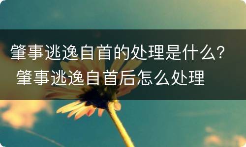 肇事逃逸自首的处理是什么？ 肇事逃逸自首后怎么处理