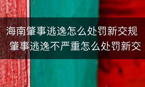 海南肇事逃逸怎么处罚新交规 肇事逃逸不严重怎么处罚新交规