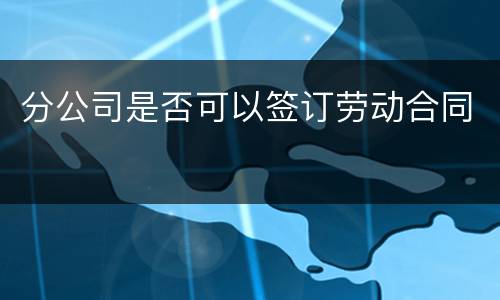 分公司是否可以签订劳动合同