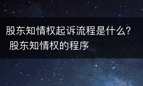 股东知情权起诉流程是什么？ 股东知情权的程序