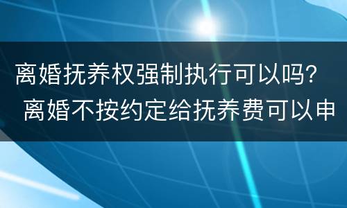 离婚抚养权强制执行可以吗？ 离婚不按约定给抚养费可以申请强制执行吗