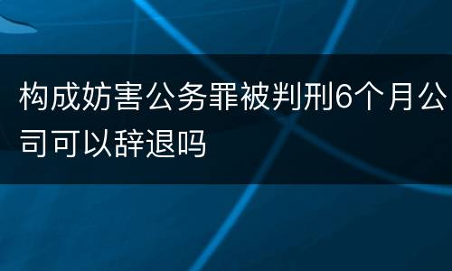 构成妨害公务罪被判刑6个月公司可以辞退吗