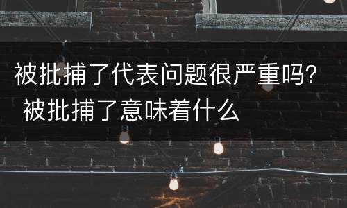 被批捕了代表问题很严重吗？ 被批捕了意味着什么