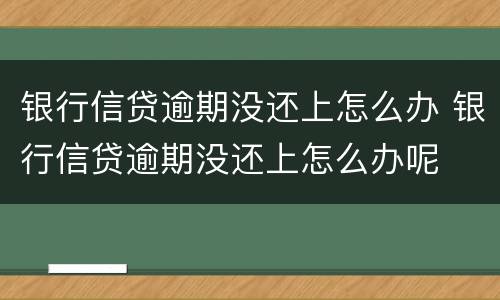 银行信贷逾期没还上怎么办 银行信贷逾期没还上怎么办呢