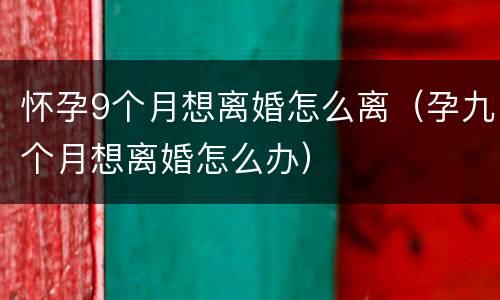 怀孕9个月想离婚怎么离（孕九个月想离婚怎么办）