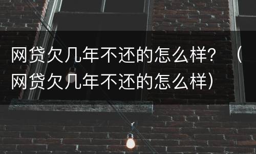 网贷欠几年不还的怎么样？（网贷欠几年不还的怎么样）