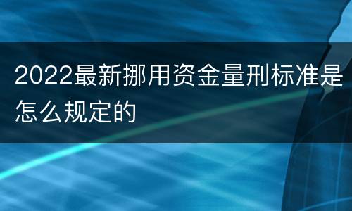 2022最新挪用资金量刑标准是怎么规定的