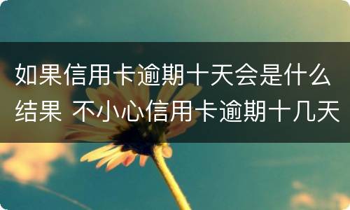 如果信用卡逾期十天会是什么结果 不小心信用卡逾期十几天关系大吗