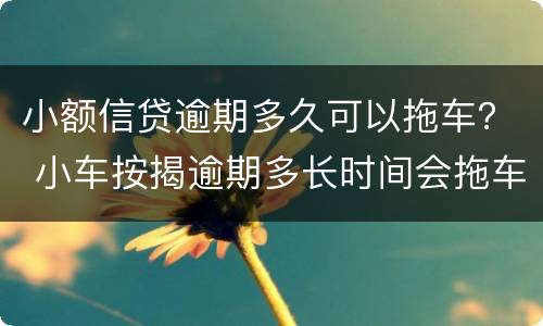 小额信贷逾期多久可以拖车？ 小车按揭逾期多长时间会拖车