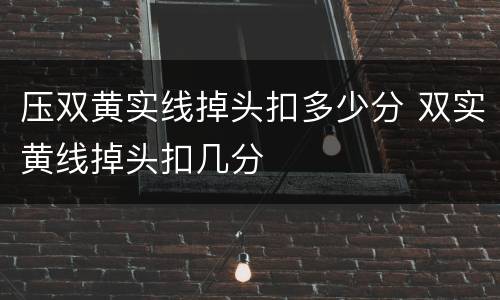 压双黄实线掉头扣多少分 双实黄线掉头扣几分
