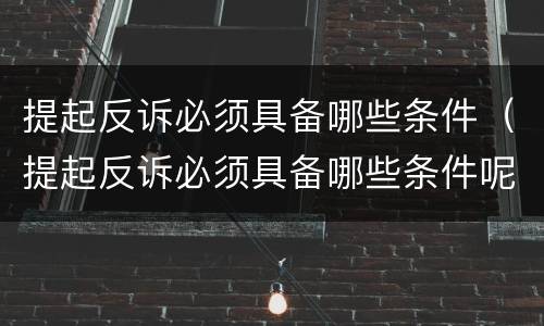提起反诉必须具备哪些条件（提起反诉必须具备哪些条件呢）