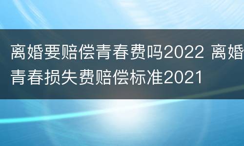 离婚要赔偿青春费吗2022 离婚青春损失费赔偿标准2021