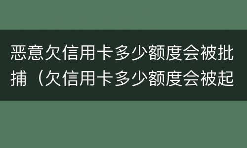 恶意欠信用卡多少额度会被批捕（欠信用卡多少额度会被起诉）