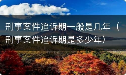 刑事案件追诉期一般是几年（刑事案件追诉期是多少年）